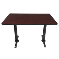 Lancaster Table & Seating 30" x 42" Reversible Cherry / Black Table Standard Height Table and Base Kit with 5" x 22" Cast Iron Base