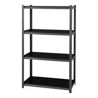 Hirsh Industries 20995 36" x 18" x 60" Gunmetal Gray Heavy-Duty Four-Shelf Boltless Shelving Unit with Black Laminated Decking
