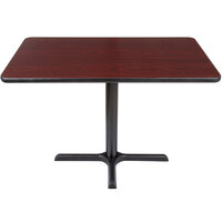 Lancaster Table & Seating 24" x 42" Reversible Cherry / Black Table Standard Height Table and Base Kit with Cross Cast Iron Base