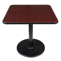 Lancaster Table & Seating 30" x 30" Reversible Cherry / Black Table Standard Height Table and Base Kit with 22" Cast Iron Base