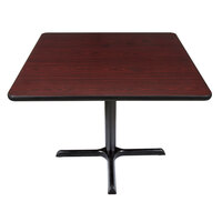 Lancaster Table & Seating 36" x 36" Reversible Cherry / Black Table Standard Height Table and Base Kit with 30" x 30" Cast Iron Base