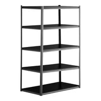 Hirsh Industries 20998 48" x 24" x 72" Gunmetal Gray Heavy-Duty Five-Shelf Boltless Shelving Unit with Black Laminated Decking