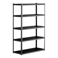 Hirsh Industries 20997 48" x 18" x 72" Gunmetal Gray Heavy-Duty Five-Shelf Boltless Shelving Unit with Black Laminated Decking