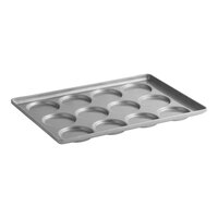 Chicago Metallic 41005 Glazed Aluminized Steel 12 Mold 5.09 oz. Individual Hamburger Bun / Muffin Top / Cookie Pan - 17 3/4" x 25 3/4"