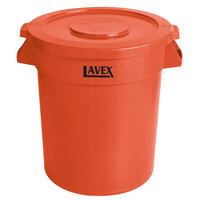 Lavex 20 Gallon Orange Round High Visibility Commercial Trash Can and Lid