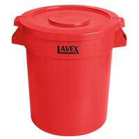 Lavex 20 Gallon Red Round Commercial Trash Can and Lid