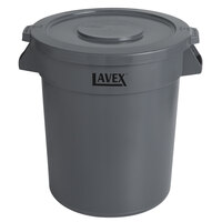 Lavex 20 Gallon Gray Round Commercial Trash Can and Lid