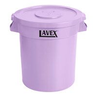 Lavex 10 Gallon Purple Round Commercial Trash Can and Lid