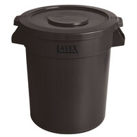 Lavex 20 Gallon Brown Round Commercial Trash Can and Lid