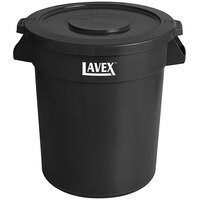 Lavex 20 Gallon Black Round Commercial Trash Can and Lid