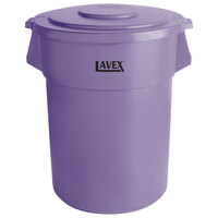 Lavex 55 Gallon Purple Round Commercial Trash Can and Lid