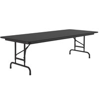 Correll 30" x 60" Black Granite Light Duty Melamine Adjustable Height Folding Table with Black Frame