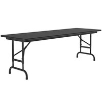 Correll 24" x 60" Black Granite Light Duty Melamine Adjustable Height Folding Table with Black Frame