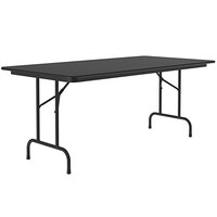 Correll 36" x 96" Black Granite Light Duty Melamine Folding Table with Black Frame