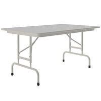 Correll 30" x 48" Gray Granite Light Duty Melamine Adjustable Height Folding Table with Gray Frame