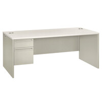 HON 38294LB9Q 38000 Series 72" x 36" x 30" Silver Mesh / Light Gray Laminate Left 3/4 Height Single Pedestal Desk