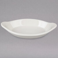 Hall China from Steelite International HL5261/22AWHA Ivory (American White) 6 oz. Oval Rarebit / Au Gratin Dish - 24/Case