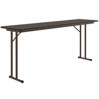 Correll 18" x 72" Rectangular Walnut High-Pressure Folding Seminar Table with Off-Set Legs