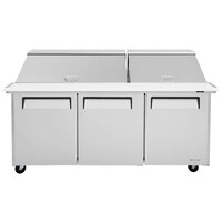 Turbo Air MST-72-30-N M3 Series 72" 3 Door Mega Top Stainless Steel Refrigerated Sandwich Prep Table