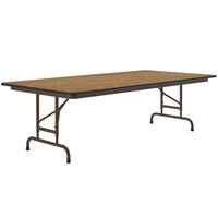 Correll 30" x 60" Medium Oak Light Duty Melamine Adjustable Height Folding Table