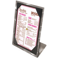 Menu Solutions MTPIX-57 Alumitique Aluminum Menu Tent with Picture Corners - Swirl Finish - 5" x 7"