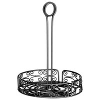 Tablecraft BK2679 Mediterranean 6 3/4" Round Iron Scroll Design Condiment Caddy