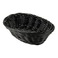 GET WB-1503-BK Designer Polyweave 9" x 6 3/4" x 2 1/2" Black Oval Plastic Basket - 12/Case