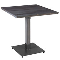 Lancaster Table & Seating Industrial 30" x 30" Solid Wood Live Edge Table with Slate Gray Finish