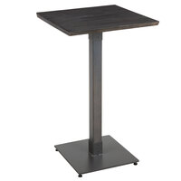 Lancaster Table & Seating Industrial 24" x 24" Solid Wood Live Edge Bar Height Table with Slate Gray Finish