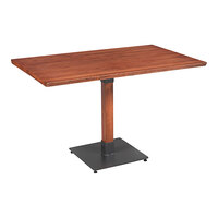 Lancaster Table & Seating Industrial 30" x 48" Solid Wood Live Edge Table with Rustic Mahogany Finish