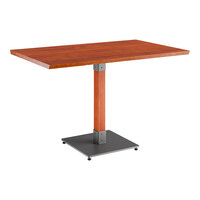 Lancaster Table & Seating Industrial 30" x 48" Solid Wood Live Edge Table with Rustic Mahogany Finish