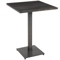 Lancaster Table & Seating Industrial 30" x 30" Solid Wood Live Edge Bar Height Table with Slate Gray Finish