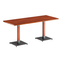 Lancaster Table & Seating Industrial 30" x 72" Solid Wood Live Edge Standard Height Table with Rustic Mahogany Finish