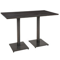 Lancaster Table & Seating Industrial 30" x 60" Solid Wood Live Edge Bar Height Table with Slate Gray Finish