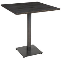 Lancaster Table & Seating Industrial 36" x 36" Solid Wood Live Edge Bar Height Table with Slate Gray Finish