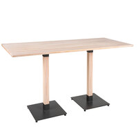 Lancaster Table & Seating Industrial 30" x 72" Solid Wood Live Edge Bar Height Table with Bleached Oak Finish