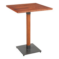 Lancaster Table & Seating Industrial 30" x 30" Solid Wood Live Edge Bar Height Table with Rustic Mahogany Finish