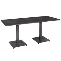 Lancaster Table & Seating Industrial 30" x 72" Solid Wood Live Edge Table with Slate Gray Finish