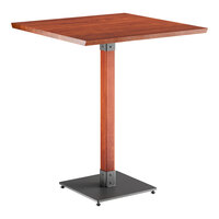 Lancaster Table & Seating Industrial 36" x 36" Solid Wood Live Edge Bar Height Table with Rustic Mahogany Finish
