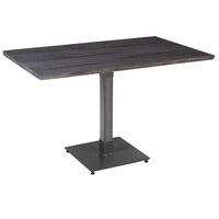 Lancaster Table & Seating Industrial 30" x 48" Solid Wood Live Edge Table with Slate Gray Finish