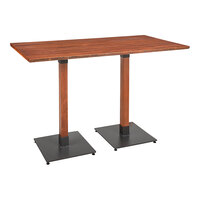 Lancaster Table & Seating Industrial 30" x 60" Solid Wood Live Edge Bar Height Table with Rustic Mahogany Finish