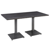 Lancaster Table & Seating Industrial 30" x 60" Solid Wood Live Edge Table with Slate Gray Finish