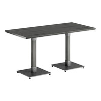 Lancaster Table & Seating Industrial 30" x 60" Solid Wood Live Edge Standard Height Table with Slate Gray Finish