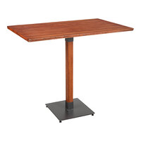 Lancaster Table & Seating Industrial 30" x 48" Solid Wood Live Edge Bar Height Table with Rustic Mahogany Finish