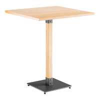 Lancaster Table & Seating Industrial 36" x 36" Solid Wood Live Edge Bar Height Table with Bleached Oak Finish