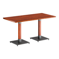 Lancaster Table & Seating Industrial 30" x 60" Solid Wood Live Edge Table with Rustic Mahogany Finish