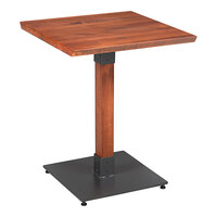 Lancaster Table & Seating Industrial 24" x 24" Solid Wood Live Edge Table with Rustic Mahogany Finish