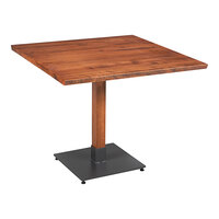 Lancaster Table & Seating Industrial 36" x 36" Solid Wood Live Edge Table with Rustic Mahogany Finish