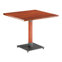 Lancaster Table & Seating Industrial 36" x 36" Solid Wood Live Edge Table with Rustic Mahogany Finish