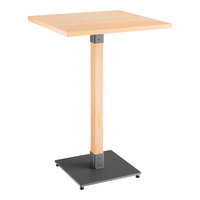 Lancaster Table & Seating Industrial 30" x 30" Solid Wood Live Edge Bar Height Table with Bleached Oak Finish